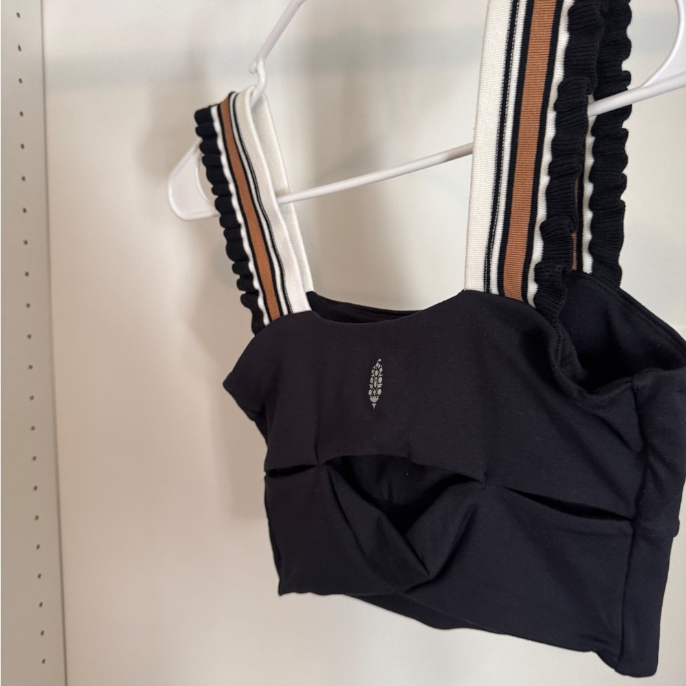 Free People Movement Black Tank Top with striped Straps - Picture 2 of 2